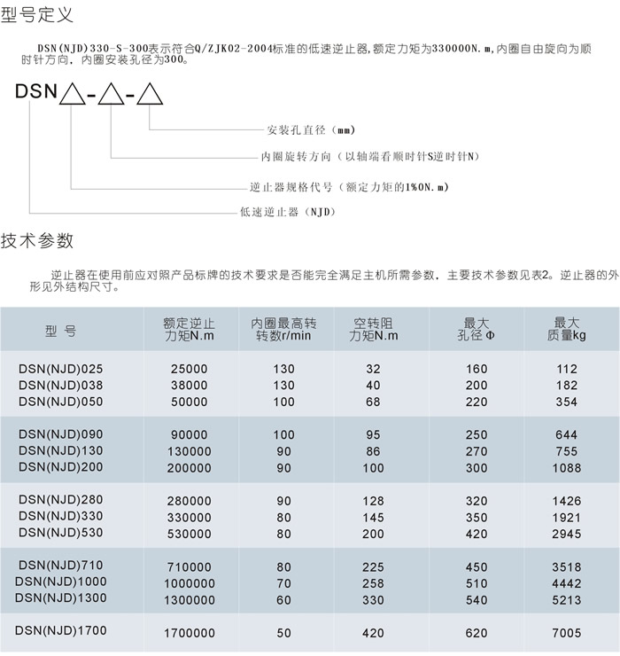 DSN(NJD)型接触式楔块逆止器